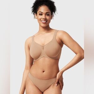 NWT CoolComfort Smoothing Unlined Minimizer Underwire Bra Caramel 46C